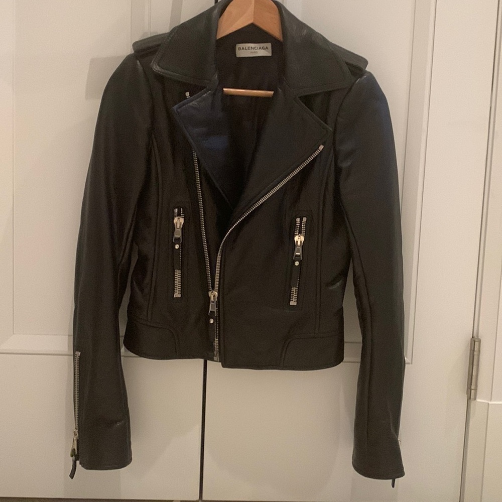 Balenciaga leather biker Moto jacket size 38